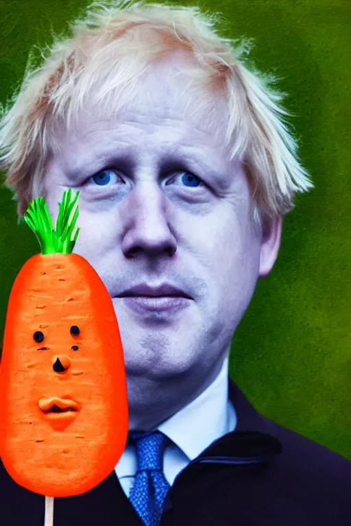 Image similar to portrait of a carrot with boris johnson's face