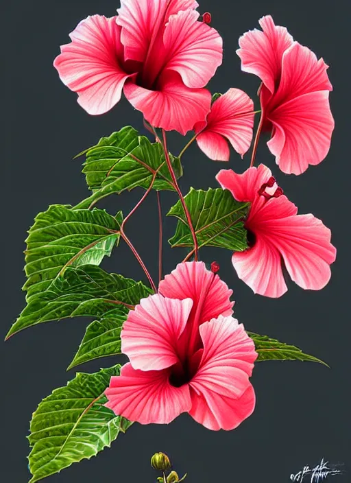 Image similar to perfectly detailed hibiscus flowers!! full plant blessed by nature with ever - increasing physical mental perfection, symmetrical! intricate, sensual features, highly detailed, biblical divine holy perfection!! digital painting, artstation, concept art, smooth, sharp focus, illustration, art by artgerm and greg rutkowski and alphonse mucha