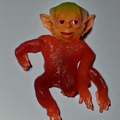 Prompt: Haribo Gummy pile of Sméagol Gollum as a gummy