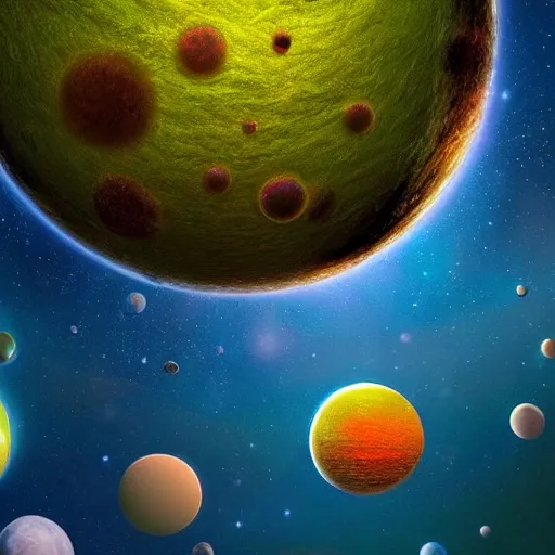 Prompt: award-winning photo of an alien planet, with lush plant and animal life. Detailed, colorful, depth of field