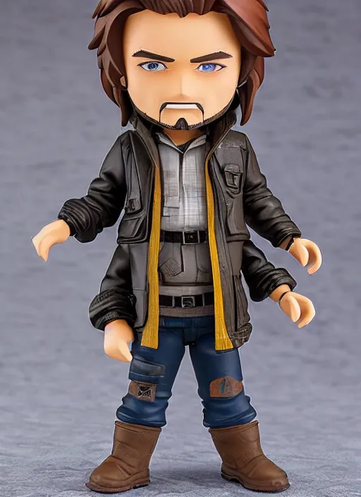 Image similar to kurt russell, a nendoroid of kurt russell figurine, arctic parka, flame thrower, john carpenters the thing, realistic face, detailed product photo