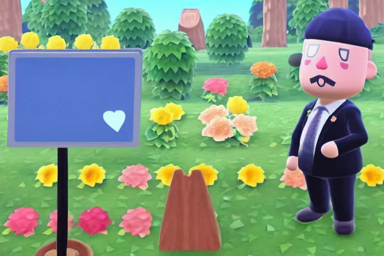 Prompt: boris johnson as an animal crossing villager. wearing a president suit