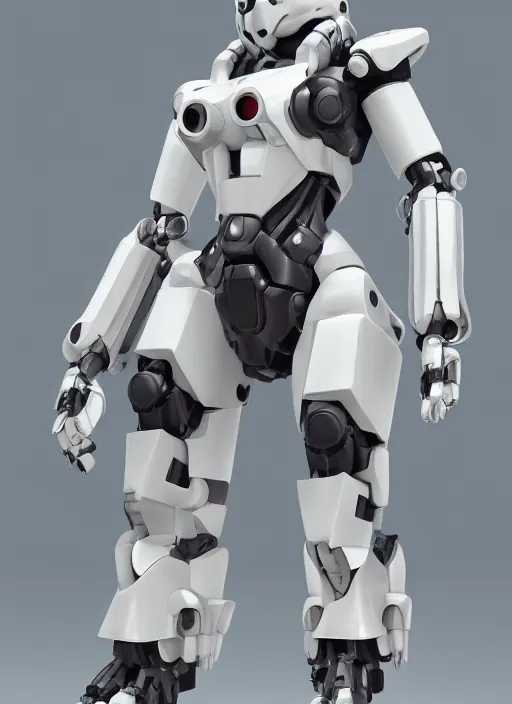 Image similar to minimalistic mecha panda android, pure white, naturel, hyper detailed, digital art, trending in artstation, cinematic lighting, studio quality, smooth render, unreal engine 5 rendered, octane rendered, art style by klimt and nixeu and ian sprigger and wlop and krenz cushart