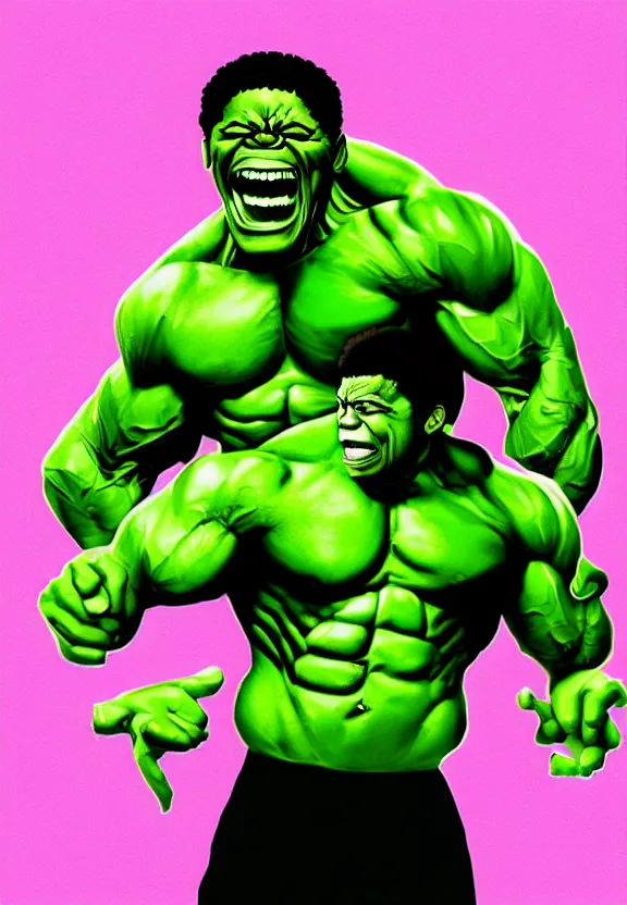 Image similar to Obama Hulk by Beeple with almost no Andy Warhol influence