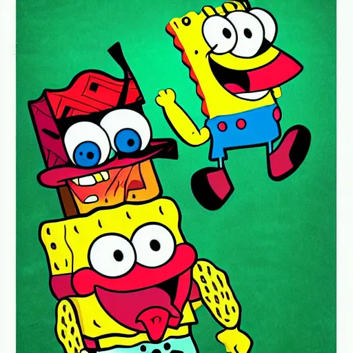 Image similar to sponge bob Rubber Hose art style