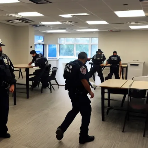 Image similar to cops raiding a math lab