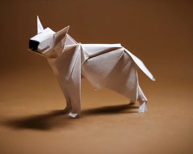 Prompt: an origami dog by akira yoshizawa, realistic, very detailed, studio lighting, bokeh, sigma 5 0 mm f 1. 4