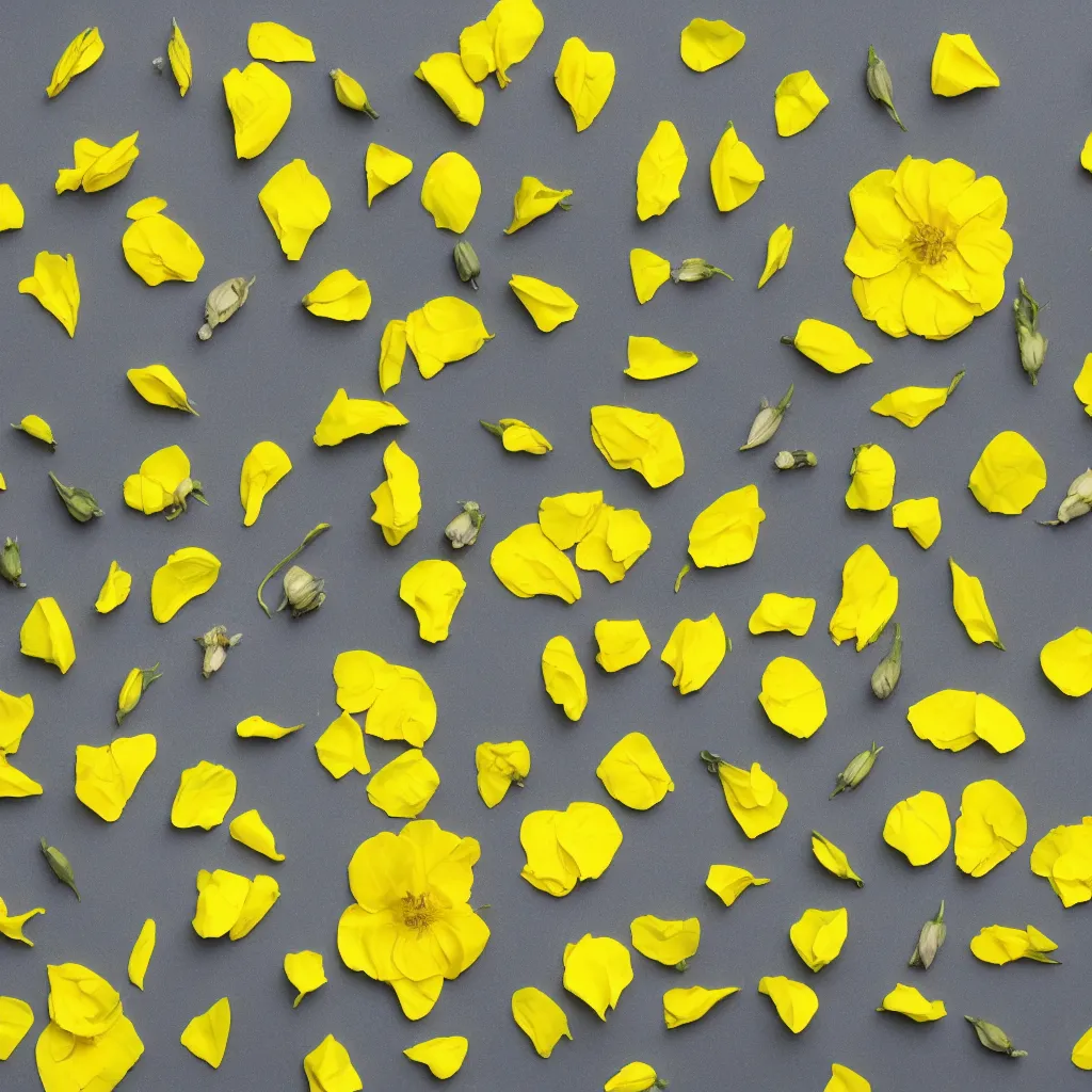 Prompt: separate yellow flower petals of various kinds, botanical illustration, white background, 8 k