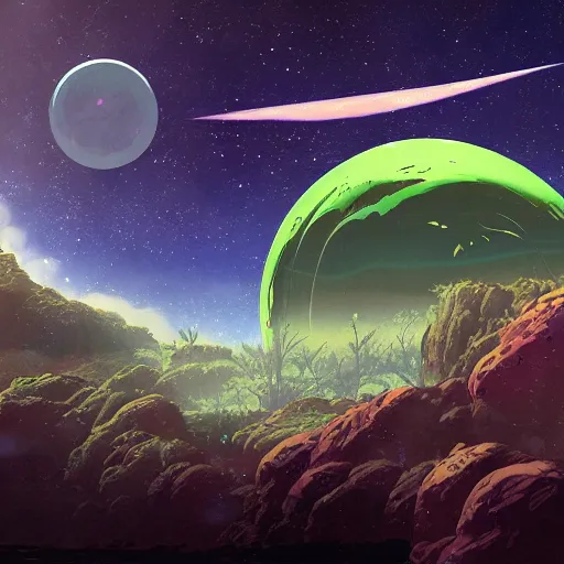 Prompt: concept art painting of prehistoric alien planet life, detailed, cel shaded, in the style of makoto shinkai and moebius and james gurney