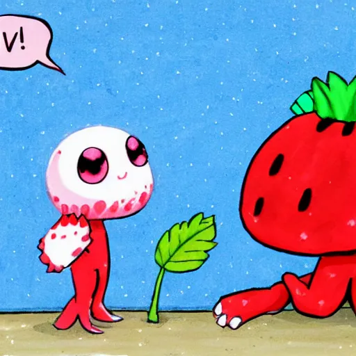 Image similar to adorable strawberry creature trending on pixiv