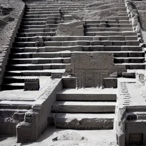 Prompt: penrose stairs inside sandy egyptian ruins