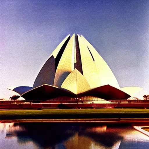 Image similar to futuristic lotus temple space station with gold, red and white marble panels, by santiago calatrava and buckminster fuller and syd mead, intricate contemporary architecture, photo journalism, photography, cinematic, national geographic photoshoot