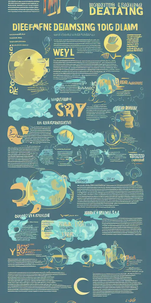 Image similar to Infographic poster about lucid dreaming, HD, digital art, clean lines