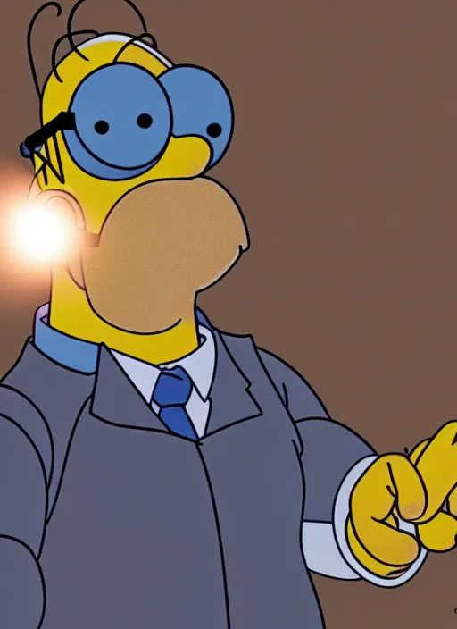 Image similar to Homer Simpson, sharp focus, illustation, stunning lighting, realistic character concept, light atmosphere, golden ration, cinematic lighting, high resolution, insanely detailed and intricate, art by Hayao Miyazaki, 8k