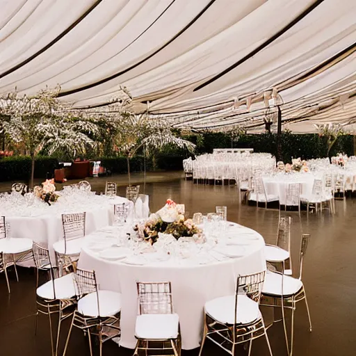 Prompt: wedding reception designed by charles and ray eames