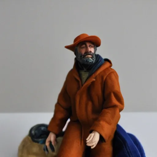 Image similar to action figure of a sleepy hobo