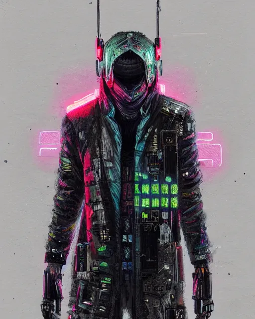 Image similar to detailed full body Blade Runner, cyberpunk futuristic neon, reflective coat, decorated with traditional Japanese ornaments by Ismail inceoglu dragan bibin hans thoma greg rutkowski Alexandros Pyromallis Nekro Rene Maritte Illustrated, fine details, realistic shaded, fine-face, pretty face