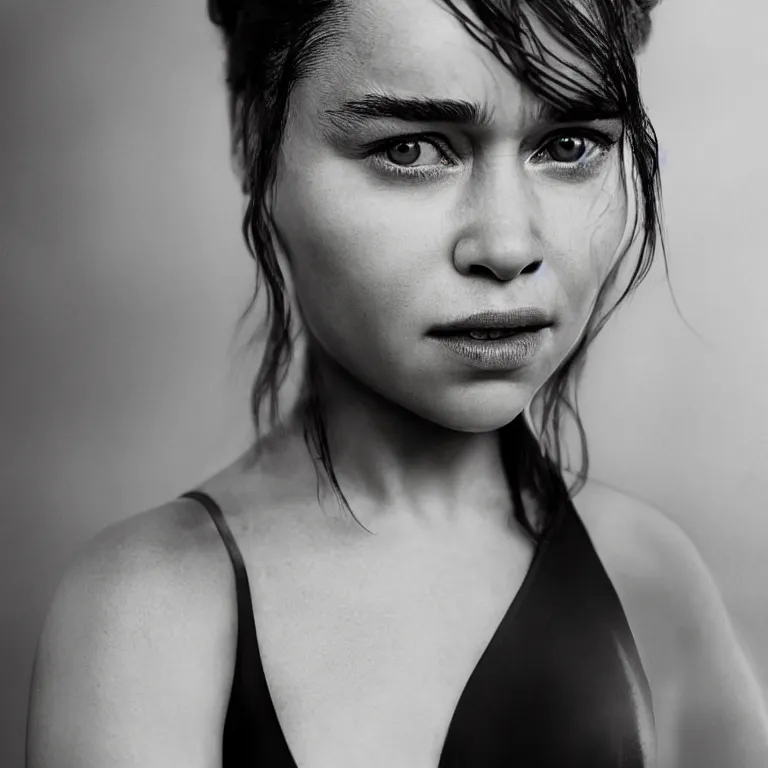 Prompt: ( photo ) ( emilia clarke ) ( looks like ) ( a ghost in the shell ), realism, photorealism, sony a 7 r