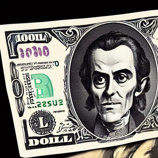 Image similar to an intricately detailed new dollar bill design containing a portrait of Count Chocula