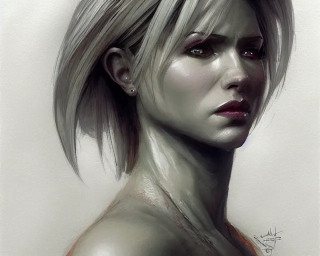 Image similar to portrait of cortana from halo as a beautiful female bodybuilder amazon with plump lips, elegant, fantasy, hd shot, digital portrait, beautiful, artstation, comic style, by artgerm, guy denning, jakub rozalski, magali villeneuve and charlie bowater