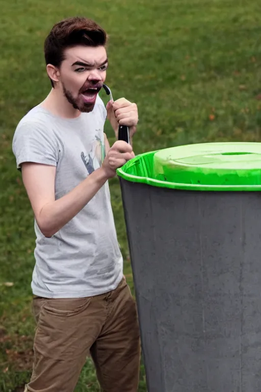 Image similar to jacksepticeye yelling at a bucket