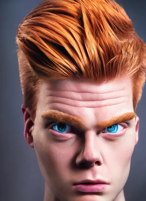 Image similar to 3 0 0 0 ( philip j. fry ) portrait photography feroflex photorealistic studio lighting ektachrome detailed intricate face details, ultradetails, beautiful face