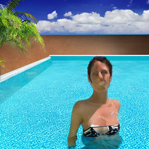 Image similar to surrealism swimming pool photo, 8 k