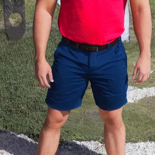 Prompt: full body photograph of 2 4 year old male, strong athletic build, 5 inch inseam shorts