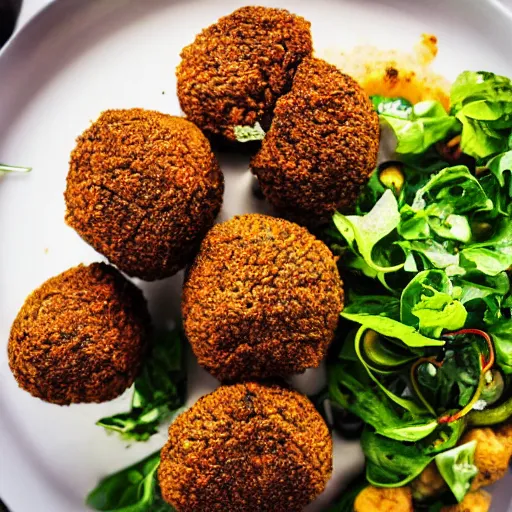 Image similar to high resolution photo of falafel, michelin star, very tasty, food photography, instagram, trending