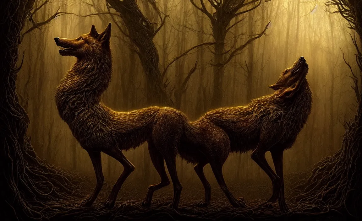 Prompt: epic professional digital art of hungry like the wolf, eerie dim gold lighting, painted, intricate, detailed, detailed, foreboding, by leesha hannigan, wayne haag, reyna rochin, ignacio fernandez rios, mark ryden, iris van herpen, hdr, epic, stunning, gorgeous, much wow, cinematic, masterpiece