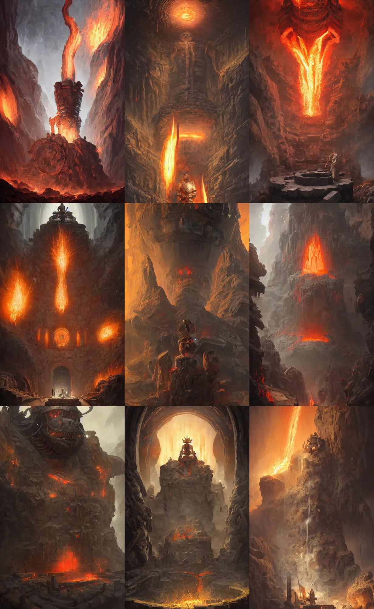 Prompt: ancient smith god in volcanic workshop, portrait, highly detailed, digital painting, artstation, concept art, sharp focus, illustration, art by aleksi briclot and greg rutkowski and raphael lacoste and magali villeneuve