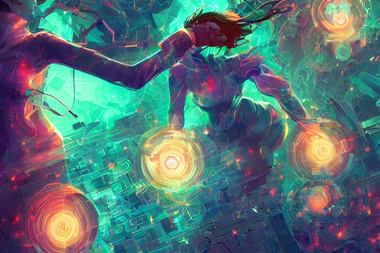 Image similar to magic skill danger sense inside matrix deepdream radiating a glowing aura stuff loot legends stylized digital illustration video game icon artstation lois van baarle, ilya kuvshinov, rossdraws,