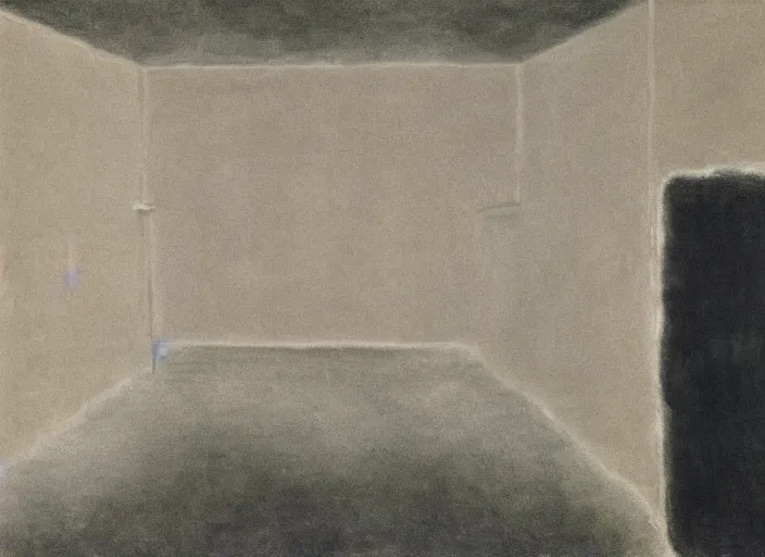 Prompt: a dusty basement room containing a number of newly discovered trove of works by rothko in a surprisingly bright and representative style as yet unknown to critics and the public, evidence photography