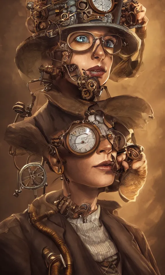 Image similar to steampunk scientist, portrait, medium shot, digital art, concept art, fantasy art, highly detailed, hd wallpaper, hdr, artstation, deviantart, behance