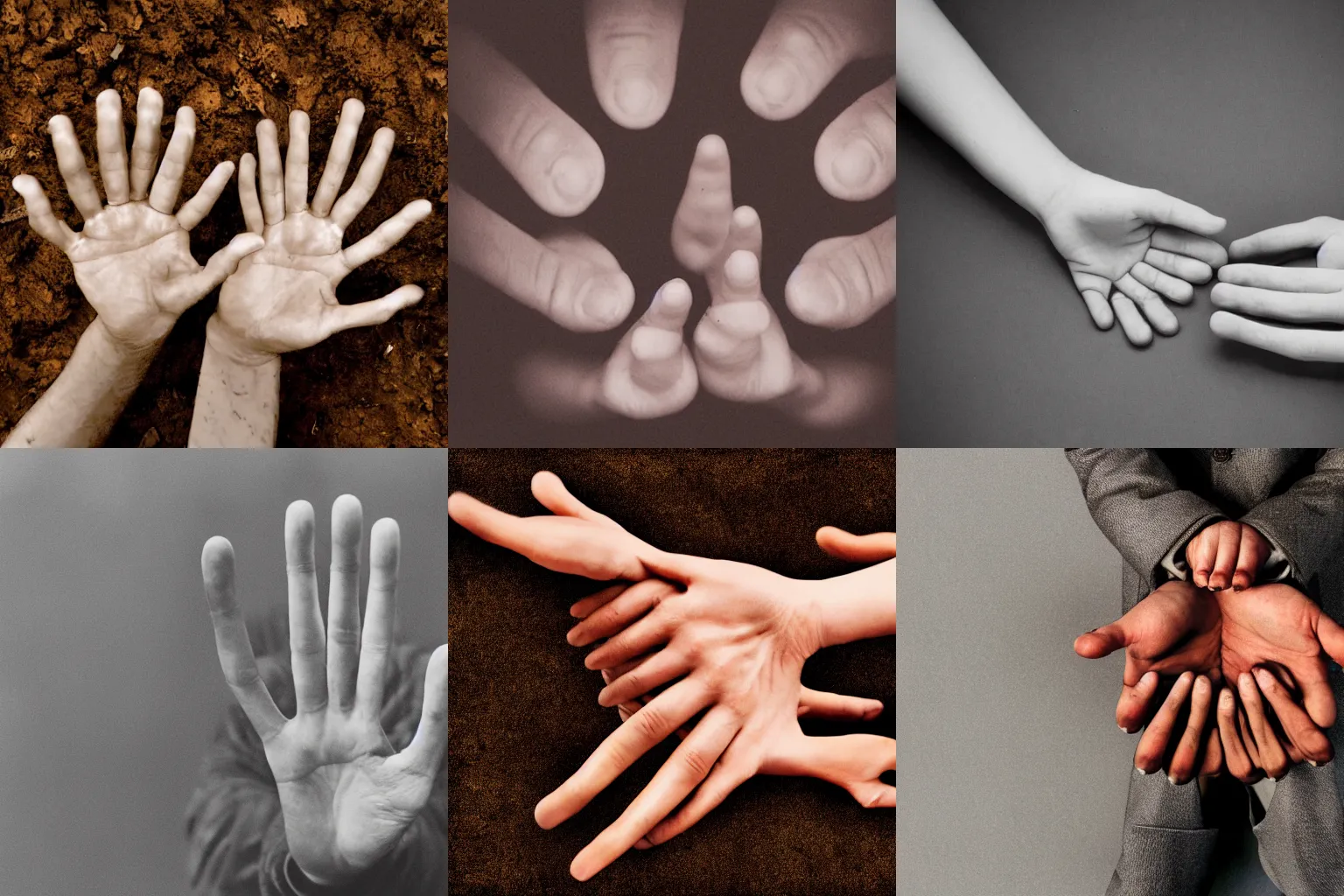 Prompt: A hand with thirty fingers, photograph