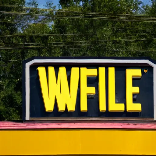 Prompt: wafflehouse employee's below wafflehouse sign
