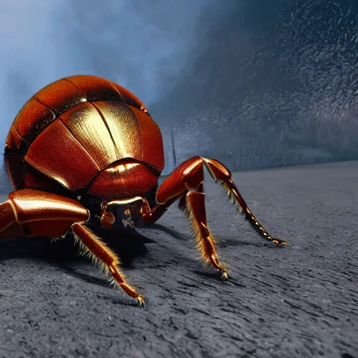 Prompt: Giant beetle attacking Australians, 8k, ultrarealistic