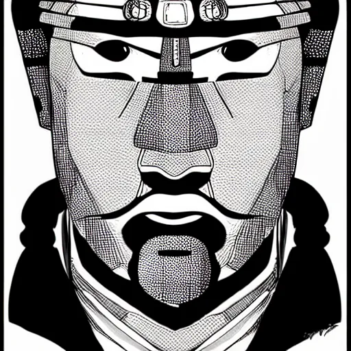 Image similar to a hyperrealistic portrait of a samurai, anime style, manga, vector art, black ink, white background, simple draw