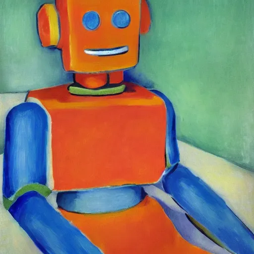 Prompt: a friendly robot, digital painting by Henri Matisse, 4k wallpaper, beautiful masterpiece