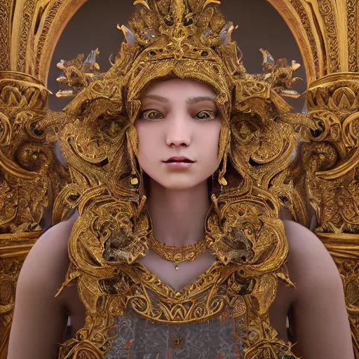 Image similar to godly princess, ornate and intricate, hyper detailed, octane render, 4 k