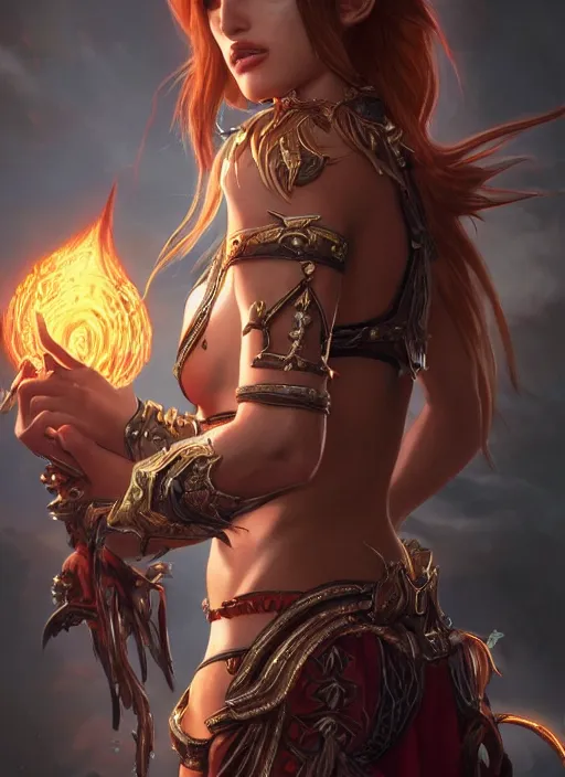 Image similar to ultra realistic illustration, bella thorne with abs as diablo 3 monk anime, intricate, elegant, highly detailed, digital painting, artstation, concept art, smooth, sharp focus, illustration, art by artgerm and greg rutkowski and alphonse mucha and wlop