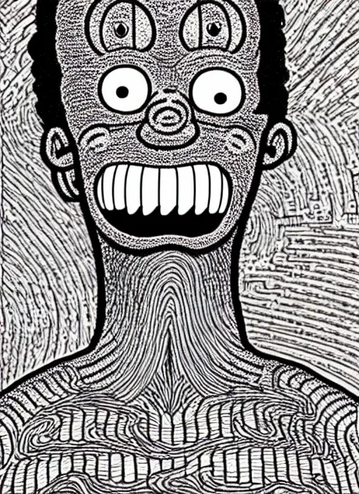 Image similar to junji ito style homer simpson, intricate, highly detailed, illustration, art by junji ito, junji ito