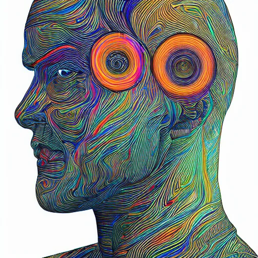 Image similar to the head of a sophisticated man partially made of rainbows, an ultrafine detailed illustration by james jean, final fantasy, intricate linework, bright colors, behance contest winner, vanitas, angular, altermodern, unreal engine 5 highly rendered, global illumination, radiant light, detailed and intricate environment