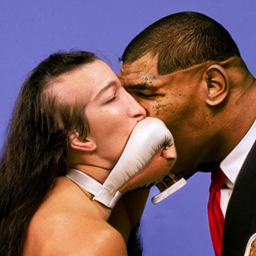 Image similar to photo of a woman throat-punching Mike Tyson