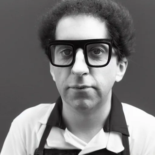 Prompt: a picture of kevin mitnick dressed as a paper boy from the 6 0 s, canon, black and white, high resolution