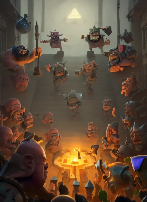 Image similar to clash royale goblin, stephen bliss, unreal engine, greg rutkowski, ilya kuvshinov, ross draws, hyung tae and frank frazetta, tom bagshaw, tom whalen, nicoletta ceccoli, mark ryden, earl norem, global illumination, god rays, detailed and intricate environment