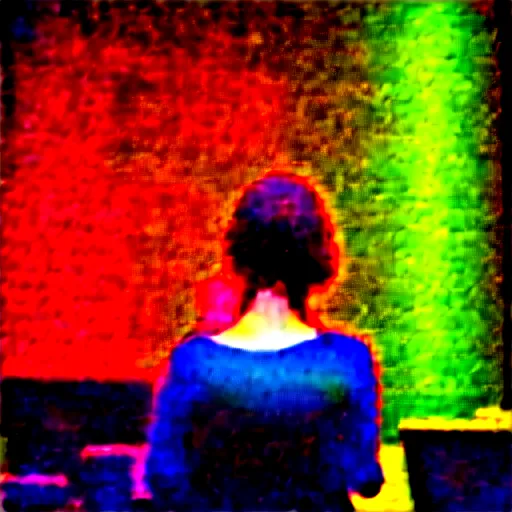 Image similar to “a woman with synesthesia listening to an orchestra at a concert hall, digital art”