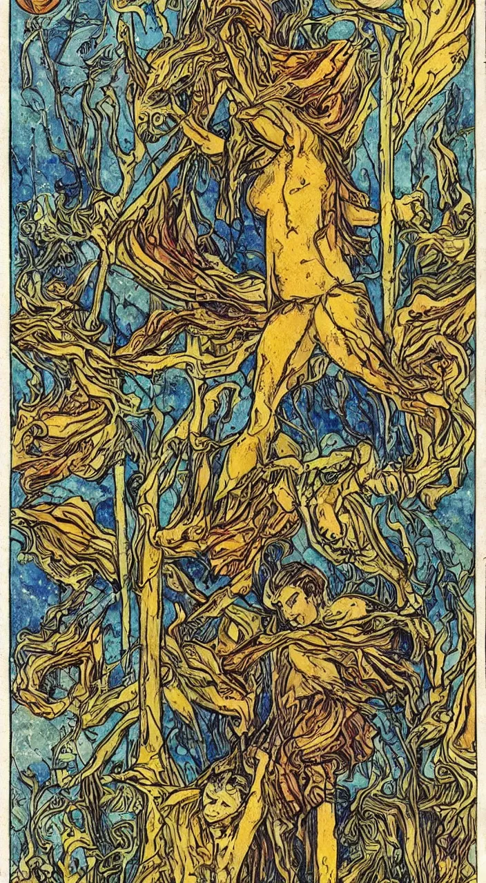 Image similar to a beautiful artistic and detailed tarot card