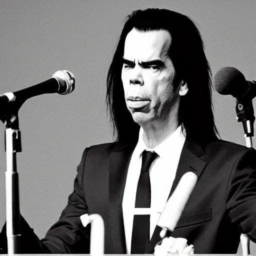 Prompt: nick cave giving a sermon in church