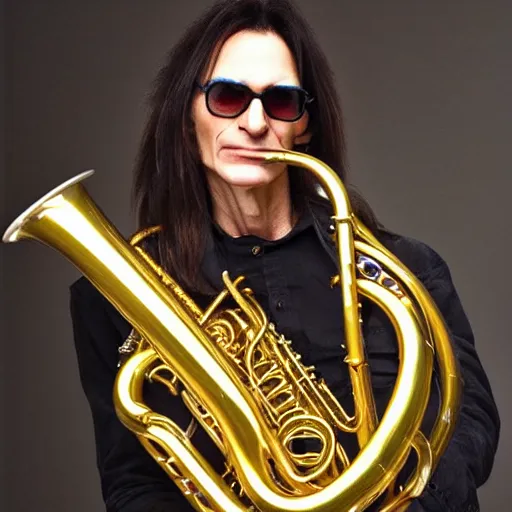 Prompt: Steve vai with a tuba